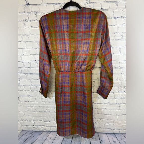 NWT MARELLA Rank Green Plaid Luxury Designer Party Wedding Mini Wrap Dress 2 - Picture 3 of 15